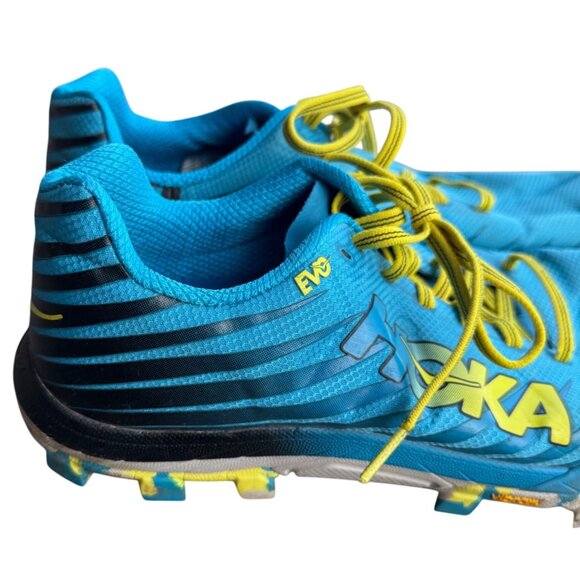 Hoka One One Evo Jawz Vibram Trail Running Shoes Size 9.5 M Blue & Yellow - Picture 6 of 14